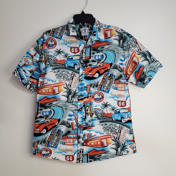 Mens XL Classic Car Cruising Mumy Room Button Front Shirt Colorful Loud - Picture 1 of 8